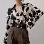 Load image into Gallery viewer, Cow Print Chiffon Women Shirts Spring Long Sleeve Blouse New Streetwear Tops Fashion Elegant Clothing  Amaijoin
