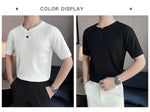 Load image into Gallery viewer, Trend Simple Solid Round Neck Knitted T-shirt Short Sleeve Versatile Casual T-shirt Business Social Tee Bottoming Shirt M-4XL  Amaijoin
