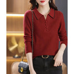 Load image into Gallery viewer, 2023 New Autumn and Winter Fashion Solid Color Contrast Knitted Bottom Shirt Temperament Commuter Button Casual Women&#39;s Sweater  Amaijoin
