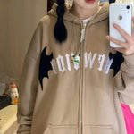 Load image into Gallery viewer, American Retro Little Devil Embroidered Zipper Hoodie Women Y2K Street Fashion Trend Joker Sweatshirt Couple Casual Loose Hoodie  Amaijoin
