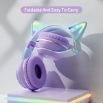 Load image into Gallery viewer, Gradient wireless Headphones RGB cute cat ear Bluetooth Earphones with microphone Stereo Music Game Earphone Girls Kids Gifts  Amaijoin
