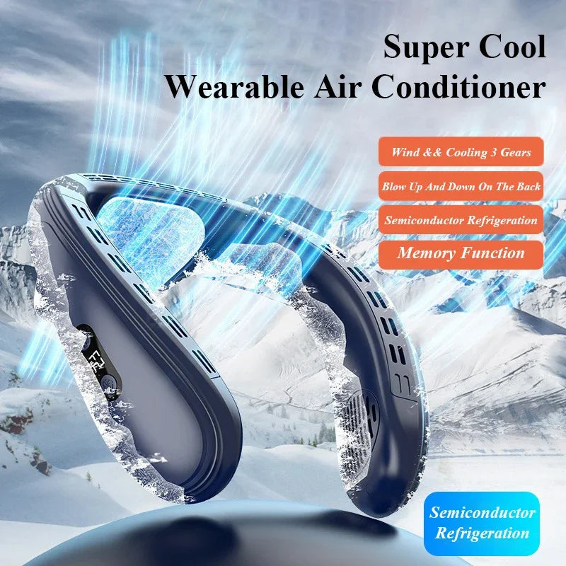 New Neck Air Conditioner Portable Neck Fan Rechargeable Semiconductor Cooling Bladeless Fan Outdoor Personal Fan Wearable Cooler  Amaijoin