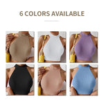 Load image into Gallery viewer, Knit Sleeveless Halter Tops for Women Basics Solid Slim Fitted Crop Womens Turtleneck Ribbed Vest Y2K High Neck Tank Tops  Amaijoin
