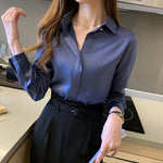 Load image into Gallery viewer, Silk Women&#39;s Shirt Long Sleeve Fashion Woman Blouses 2023 Satin Top Female Shirts and Blouse Basic Ladies Tops OL Women Clothing  Amaijoin
