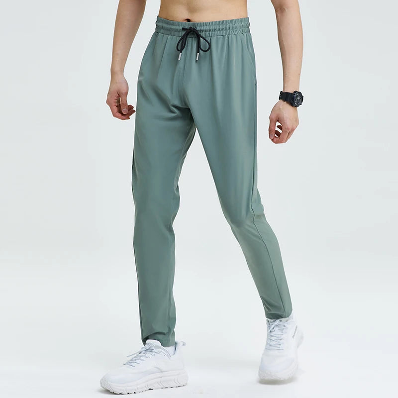 Gym Fitness Trousers Men's Pencil Pants Tight Jogging Running Breathable Quick-Drying Ice Silk Sports Wind Casual Fashion Pants  Amaijoin