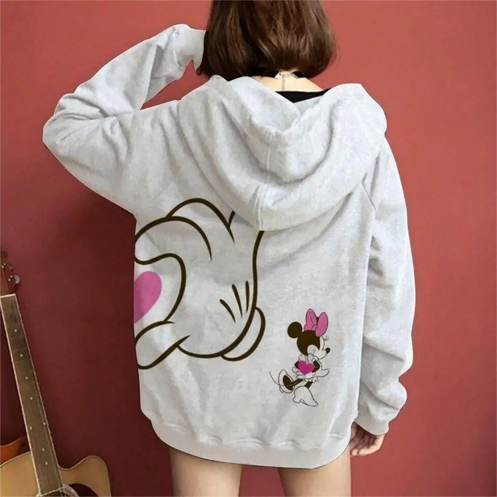 Couple Outfit Disney Hoodies Minnie Mouse Women's Casual Sweatshirt Couple Hoodie Men's Women Clothing Mickey Y2k Print Top  Amaijoin