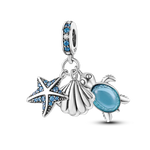 Carregue a imagem no visualizador da Galeria, Octopus Dolphin Crab Starfish Turtle Shell Ocean Mermaid Scallops Anchor cruise ship Charms 925 Silver For Original Jewelry Gift  Amaijoin
