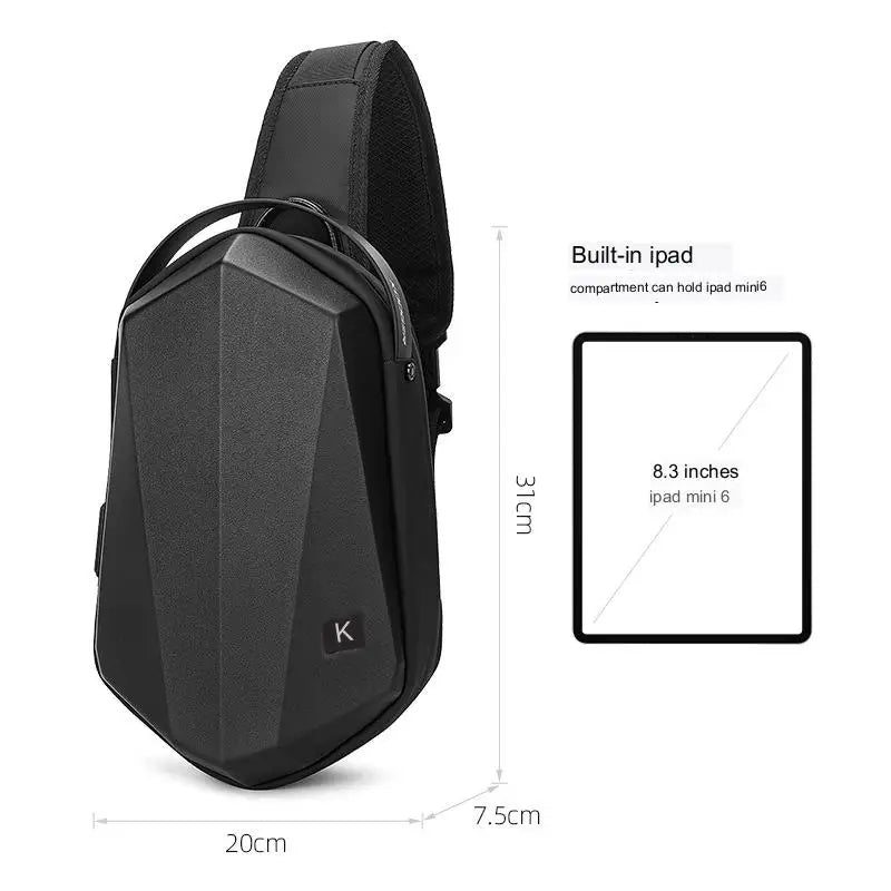 Hard Shell EVA Men's Bag Shoulder Bag Anti-theft Waterproof Male Crossbody Bag Casual Short Trip Chest Pack USB Charging  Amaijoin