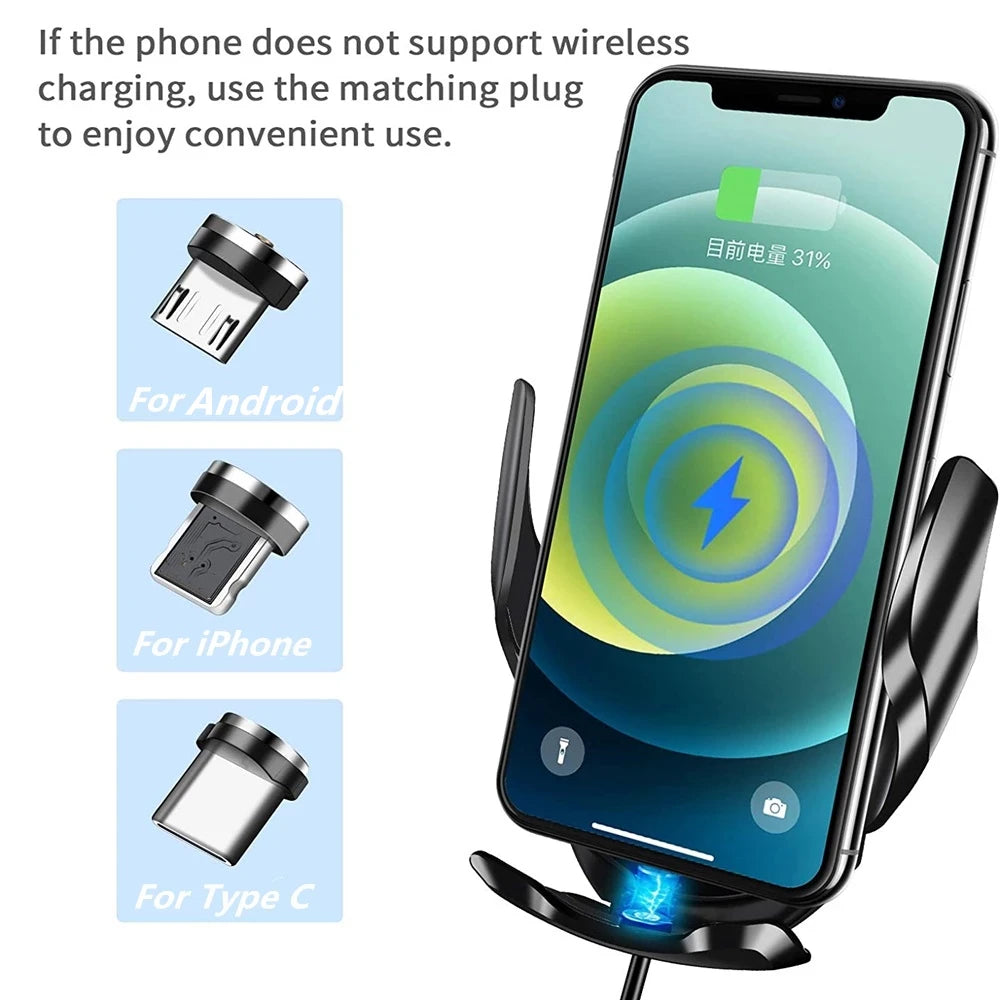 Automatic 30W Car Wireless Charger Magnetic Mount Phone Holder Air Vent for iPhone 11 12 13 14 Pro Max Samsung S22 Fast Charging  Amaijoin