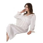 Load image into Gallery viewer, BirdTree, 19MM 100%Real Silk Pajamas Dress, Women Long Sleeve Lace, Sexy Loose Sleepwear, 2024 Summer New Nightgown P439103QM  Amaijoin
