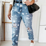 Load image into Gallery viewer, 2023 Autumn Boyfriend Jeans Woman Slim Hole Jeans For Ladies With Five-Pointed Star Ripped Jeans Street Casual Blue Denim Pants  Amaijoin
