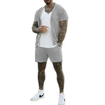 Load image into Gallery viewer, Sexy See Through Hollow Out Mesh Knit Two Piece Suits Men Summer Fashion Short Sleeve Shirts And Shorts Sets Mens Outfits Beach  Amaijoin
