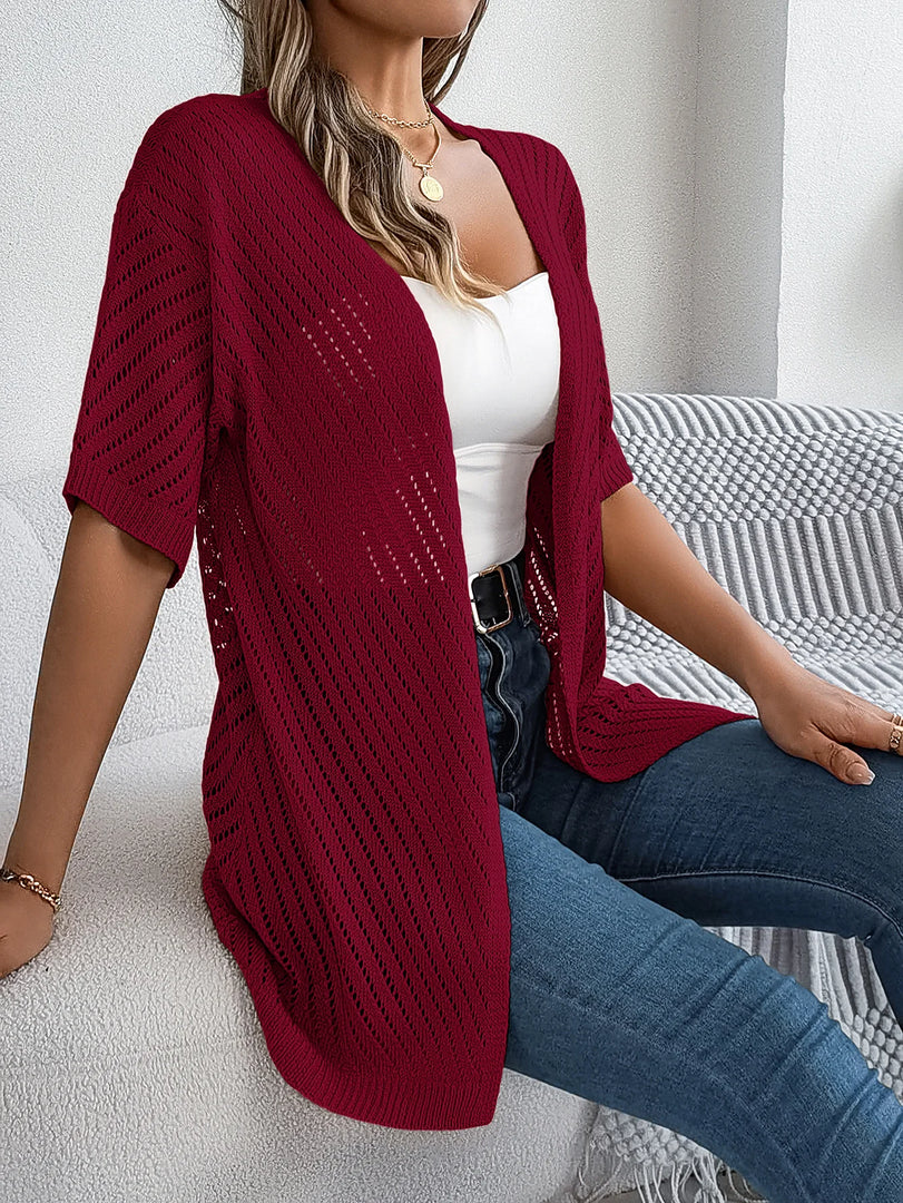 Spring Summer Knitted Cardigan Casual Hollow Out Sun Proof Tops for Women  Amaijoin