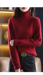 Load image into Gallery viewer, Autumn And Winter New 100% Mink Cashmere Sweater 2023 Women&#39;s High Neck Knitted Pullover Loose Korean Fashion Warm Women&#39;s Top  Amaijoin
