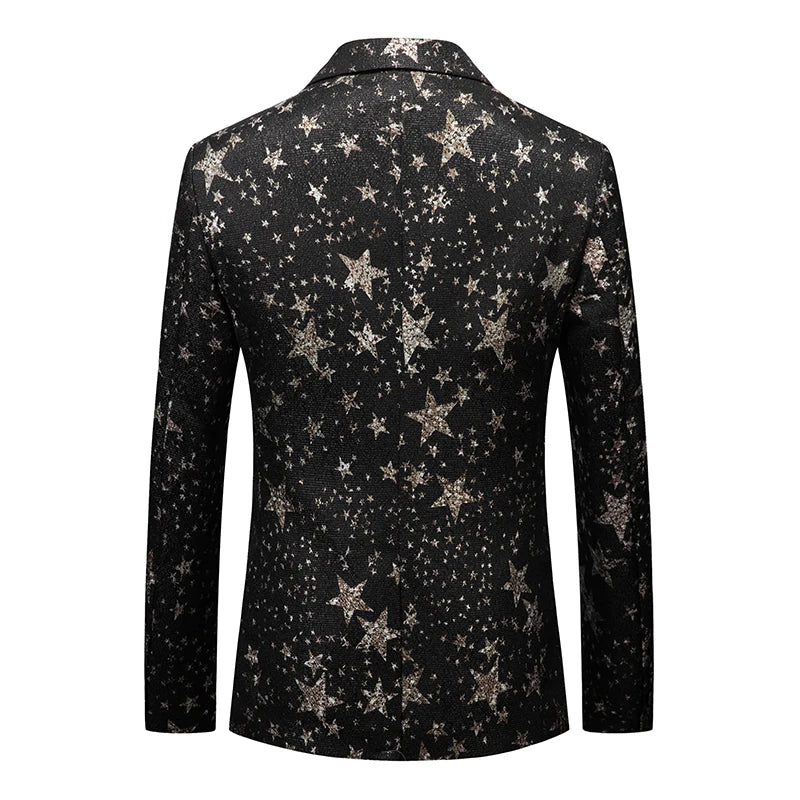 Classic Mens Blazers With Patterns Stars Slim Fit Luxury Fashion Autumn Quality Soft Comfortable Coat Jacket 6XL Terno Masculino  Amaijoin