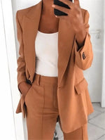 Load image into Gallery viewer, Fashionable Lapel Slim Cardigan Temperament Blazer for Women elegant suit jacket solid color spring autumn coat  Amaijoin
