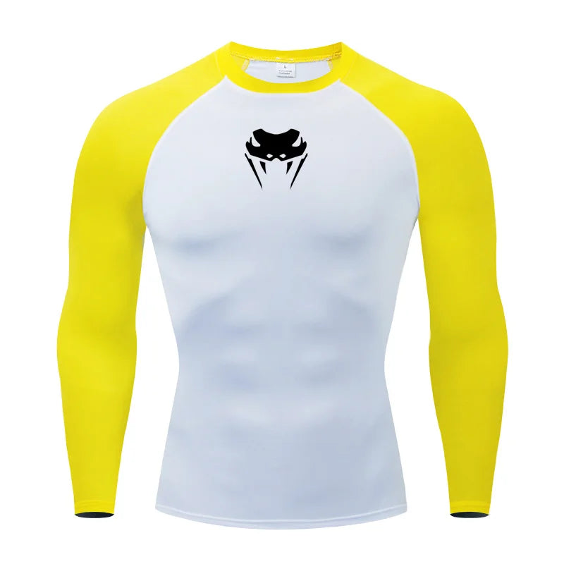 Men O-Neck Compression Shirt Gym MMA Long or Short Sleeve T-shirt Men's Fitness Bodybuilding Clothes Rashguard Sports Top Tees  Amaijoin