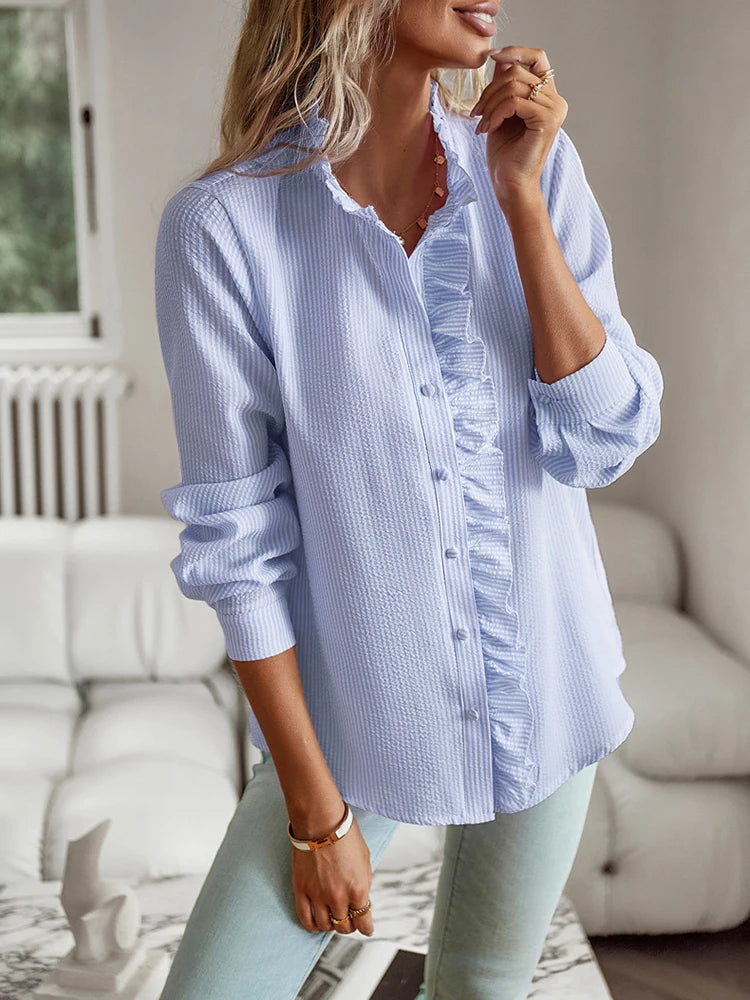 Fashion New Women Elegant Office Shirt,Long Sleeve Top Causal Comfort Simple Shirt,Shirts & Blouses,Tops For Women,Women Clothes  Amaijoin