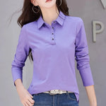 Load image into Gallery viewer, Autumn New In Basic T Shirt Long Sleeve Cotton Plus Size Cotton Polo T- Shirt Women Button Casual Office Lady Formal Women Tops  Amaijoin
