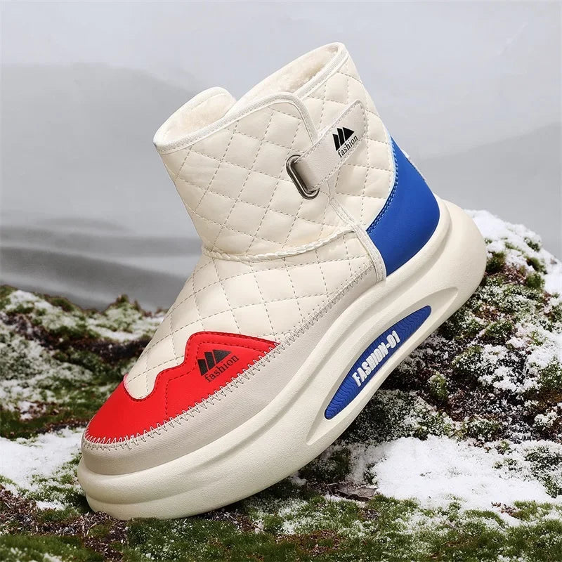 New Men's Snow Boots Mens Trendy All-match Cotton Shoes Winter Shoes for Men Warm Ankle Boots Anti-slip Shoes Thick Plush Boots  Amaijoin