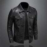 Load image into Gallery viewer, Men&#39;s Motorcycle Leather Jacket Large Size Pocket Black Zipper Lapel Slim Fit Male Spring and Autumn High Quality Pu Coat M-5Xl  Amaijoin
