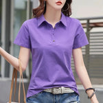 Load image into Gallery viewer, Summer New In Polo Shirt Short Sleeve Cotton Plus Size  Basic T- Shirt Women Button Casual Office Lady Formal Women Tops 2024  Amaijoin
