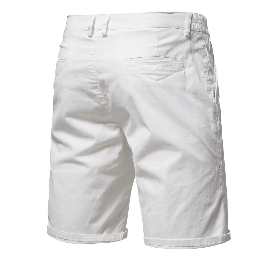 Y2K Summer New 100% Cotton White Gym Shorts Mens Casual Business Social Elastic Waist Cargo Shorts Bermuda Beach Shorts For Men  Amaijoin