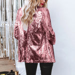 Load image into Gallery viewer, Women Sequins Sequin Jacket Casual Long Sleeve Glitter Party Shiny Lapel Coat Vintage Lapel Sequins Jackets Club Party Wear  Amaijoin
