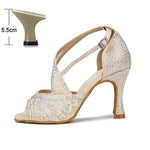 Load image into Gallery viewer, Mesh Breathable Latin Dance Shoes Women&#39;s High Heel Diamond 2024 Summer Sandals Indoor Soft Bottom Jazz Tango Sasa Free Shipping  Amaijoin
