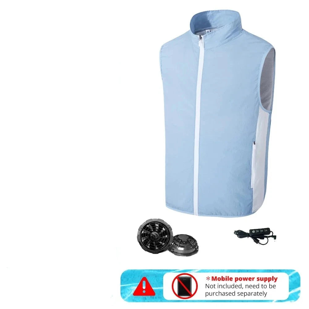 2024 Summer Air-conditioning Vest Cooling Work Clothes Outdoor Heat Protection Three Speed Adjustment Fan Hiking Clothes  Amaijoin