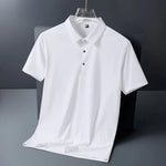 Load image into Gallery viewer, High quality wrinkle resistant ice silk short sleeve t-shirt men&#39;s summer Lapel loose casual solid color top high-end polo men  Amaijoin
