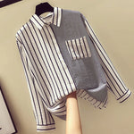 Load image into Gallery viewer, 2024 Korean Loose Casual Women&#39;s Shirt Summer Thin Trendy Striped Patchwork Pocket Office Lady Shirt Sweet Women&#39;s Top Blouses  Amaijoin
