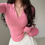 Load image into Gallery viewer, T-shirts Slim Plain Coquette Clothes Women&#39;s Polo Sexy Casual Tops Female Tee Sales Offer Free Shipping Trend 2024 New Clothing  Amaijoin
