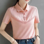 Load image into Gallery viewer, Women&#39;s Polo Shirts Button Plain Baggy T-shirts Pink Y2k Fashion Casual Tops on Female Tee Offer Youthful Clothes Korean Popular  Amaijoin
