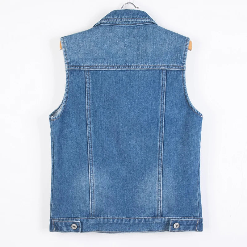 S-6XL Denim Vest Autumn Winter Women Velvet Warm Sleeveless Jacket Turn Down Collar Single Breasted Waistcoat Female  Amaijoin