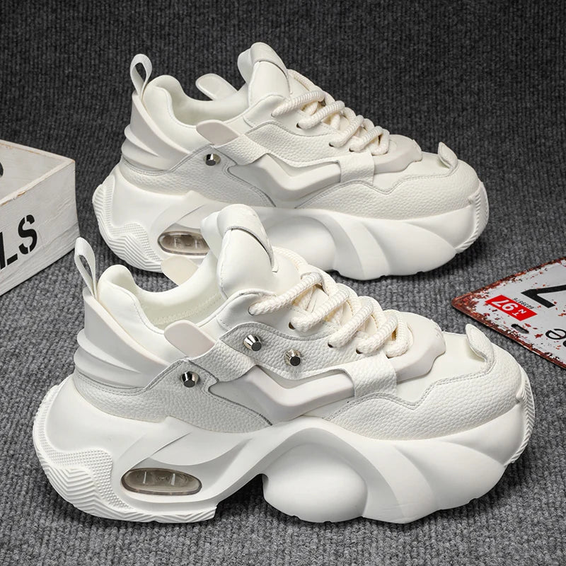 Luxury Men's White Casual Sneakers Comfortable Platform Shoes Men Designer Height Increasing Sneakers Men Casual Sports Shoes  Amaijoin