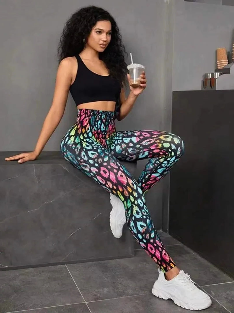 New 3D Print Tie Dye Sports Pants Women Seamless  Leggings High Waist Fitness Push Up Leggings Gym Clothing Workout Tights  Amaijoin