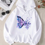 Load image into Gallery viewer, Purple Dream Butterfly Printed Hoodies Casual Women Sweatshirts Comfortable Fleece Pullover Crewneck Loose Female Tops Clothes  Amaijoin
