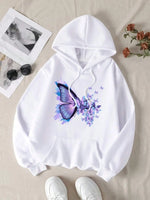 Load image into Gallery viewer, Purple Dream Butterfly Printed Hoodies Casual Women Sweatshirts Comfortable Fleece Pullover Crewneck Loose Female Tops Clothes  Amaijoin
