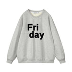 Load image into Gallery viewer, Women Soft O Neck Ladies Vintage Pullovers Casual Tops Hirsionsan 2024 New Spring Autumn Casual “Friday” Letter Print Sweatshirt  Amaijoin
