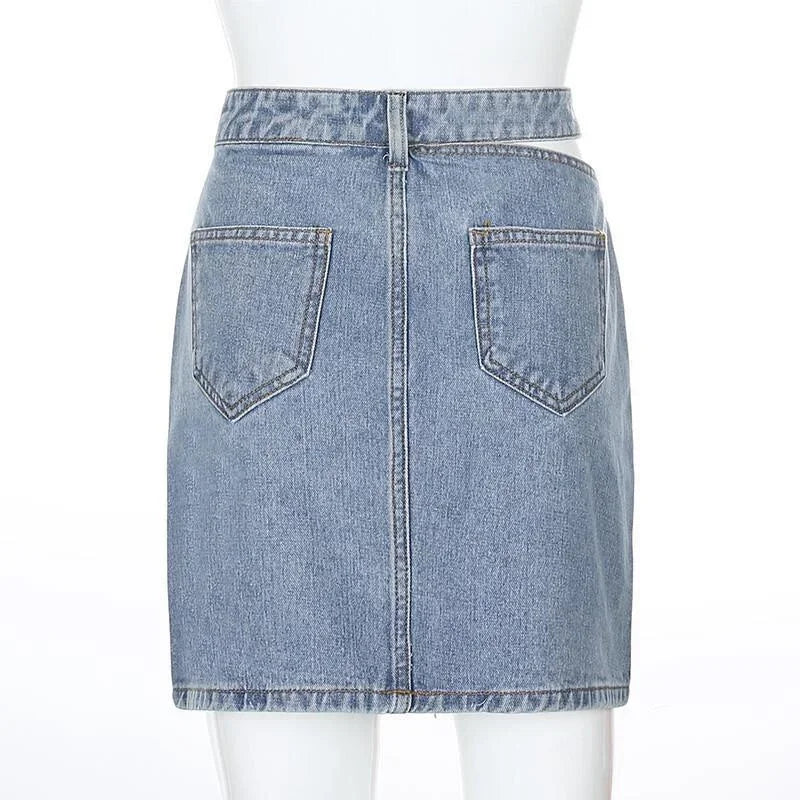 Women Fashion New Split High Waist Denim Skirt Summer Comfortable Daily Wrap Hip Half-body Dress Female Casual Trend Streetwear  Amaijoin