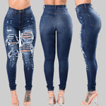 Load image into Gallery viewer, New Designer Denim Women 2022 High Waist Ripped Jeans for Women Skinny Black White Jeans Woman Elastic Slim Jean Female Femme  Amaijoin
