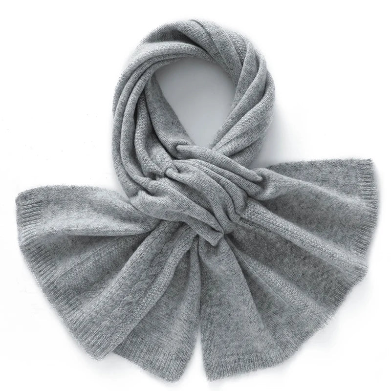 2024 Winter New Women 100% Pure Cashmere Knitted Scarf 90*40 Solid Color Scarf Warm Fashion Capes Lady High Quality Scarves  Amaijoin