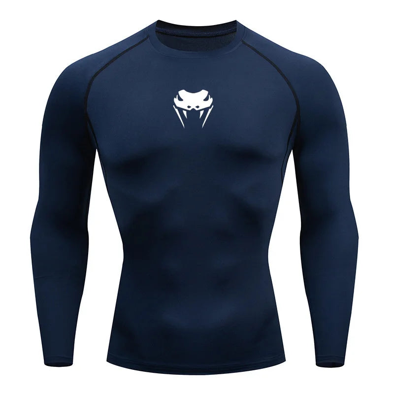 Men O-Neck Compression Shirt Gym MMA Long or Short Sleeve T-shirt Men's Fitness Bodybuilding Clothes Rashguard Sports Top Tees  Amaijoin