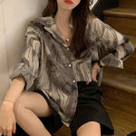 Load image into Gallery viewer, PLAZSON blusa mujer camisas e blusas Women Long Sleeve Loose Oversized Blouse Shirts Elegant Print Autumn Button Lapel Shirt  Amaijoin
