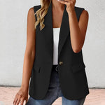 Load image into Gallery viewer, Women&#39;s Vest 2023 Sleeveless Vests Summer Waistcoat Sleeveless Business Vest Coat V-Neck Single-breasted Ladies Casual Tops Coat  Amaijoin
