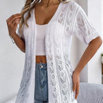 Load image into Gallery viewer, Spring Summer Casual Solid Color Hollow Out Knitted Cardigan Sun Proof Tops for Women  Amaijoin
