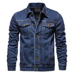 Load image into Gallery viewer, 2023 Spring Men Solid Lapel Denim Jackets Fashion Motorcycle Jeans Jackets Hommes Slim Fit Cotton Casual Black Blue Coats  Amaijoin
