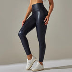 Load image into Gallery viewer, Women Black Pu Leather Pants High Waist Leather Sexy Leggings Trousers Women Thick Stretch Pantalon Mujer  Amaijoin
