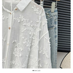 Load image into Gallery viewer, Embroidery Stereo Jacquard Gentle Blouses Single-breasted Lace Patchwork Age Reducing Blusas 2024 Spring Autumn New Chic Shirts  Amaijoin
